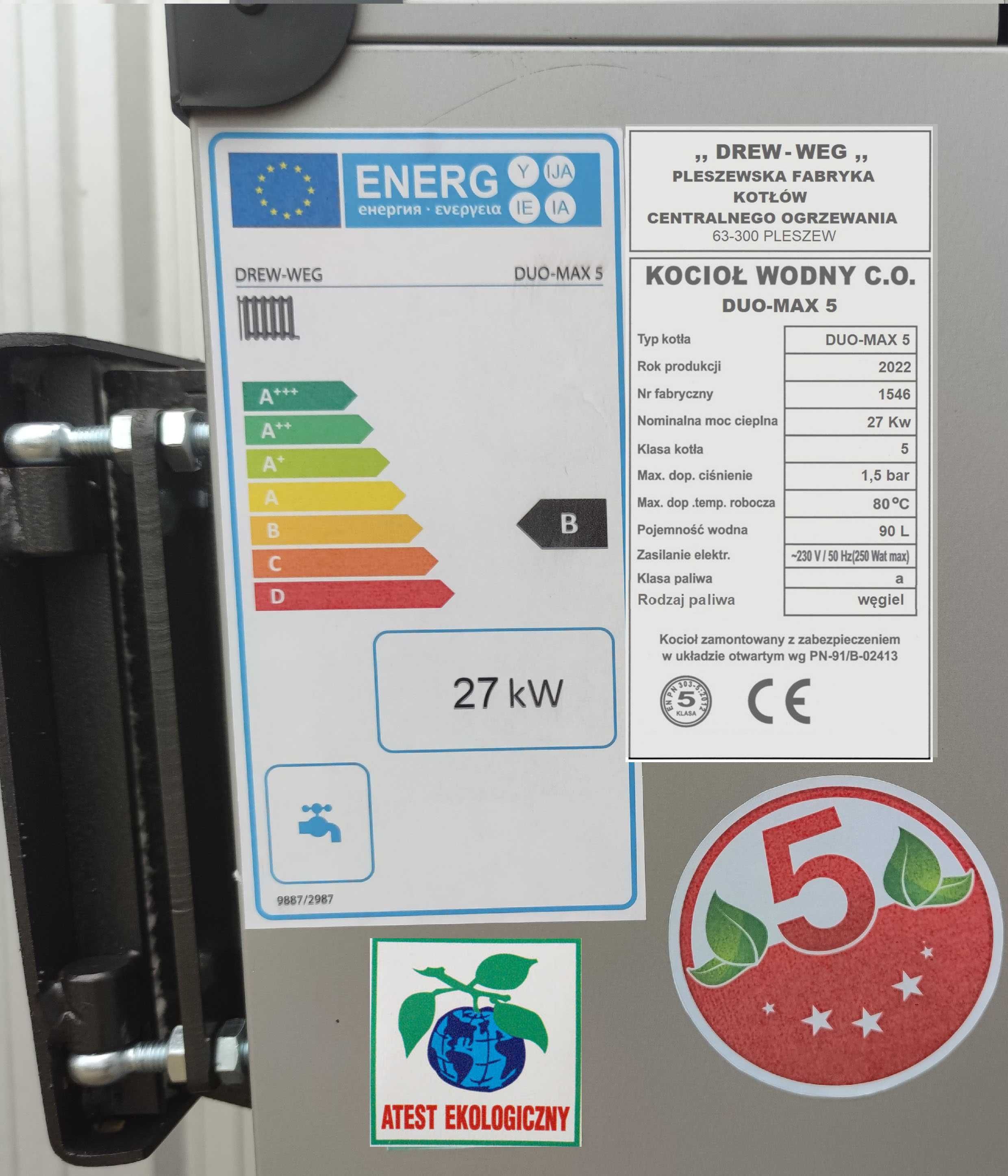 SOLIDNY Kocioł na DREWNO WĘGIEL 27 kw piec piece kotły