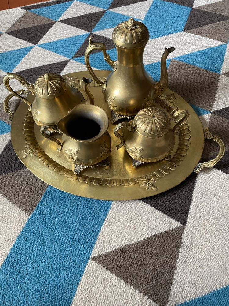 conjunto de chá marroquino de cobre