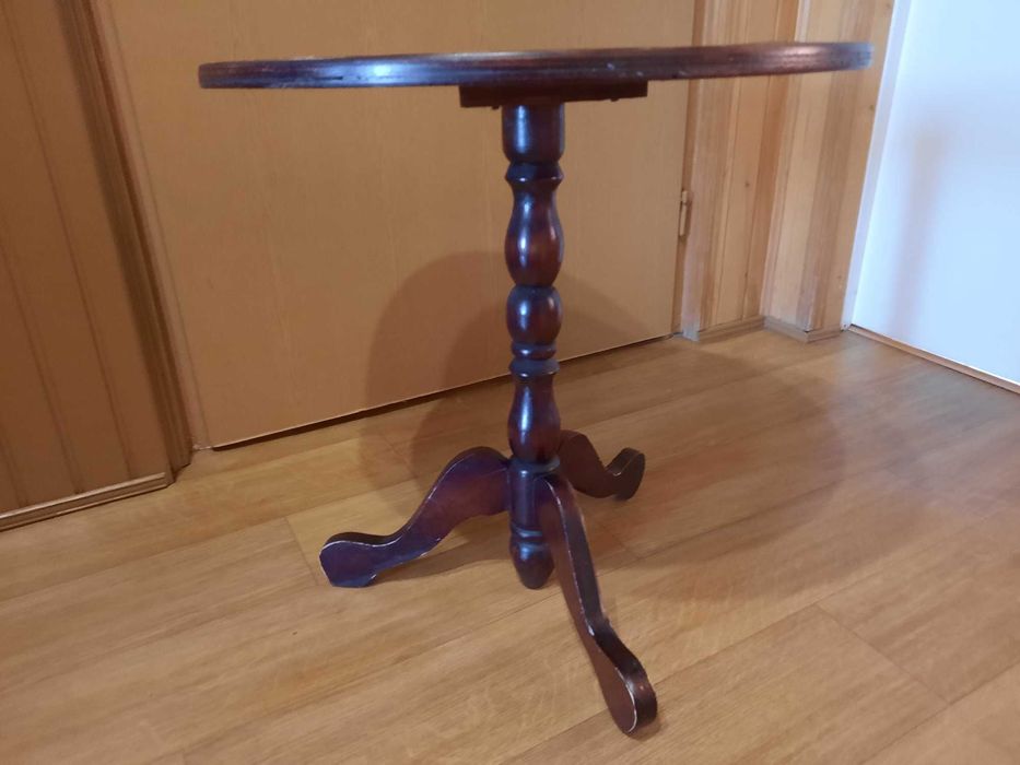 Stół stolik stoliczek retro antyk PRL okrągły kawowy oryginał rzeźba