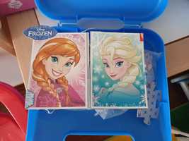2 puzzles da Frozen e Elsa com mala de transporte