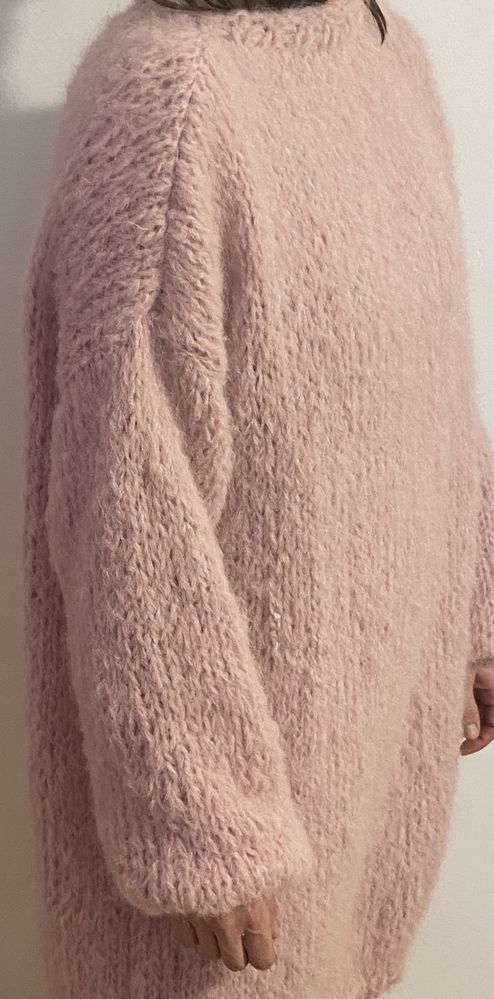 Sweter/sukienka/tunika oversize  w kolorze pudrowy róż /handmade