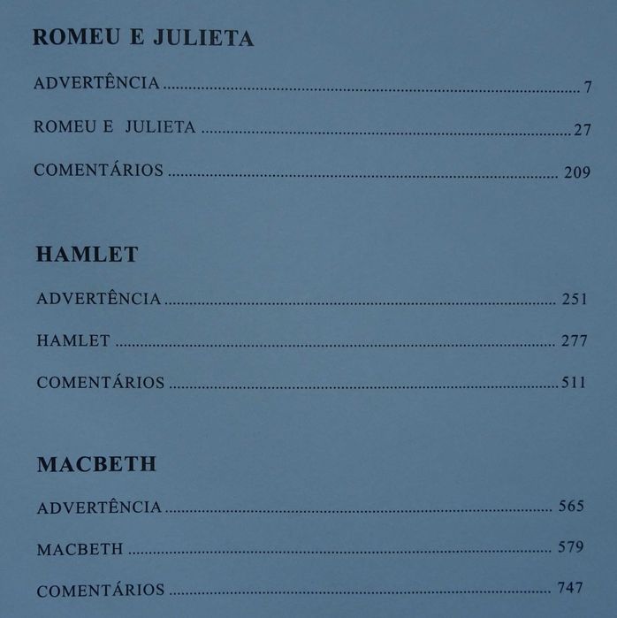Romeu e Julieta / Hamlet / Macbeth de William Shakespeare