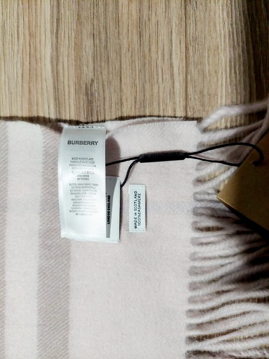 Szalik 100% kaszmir Burberry jasny róż nowy