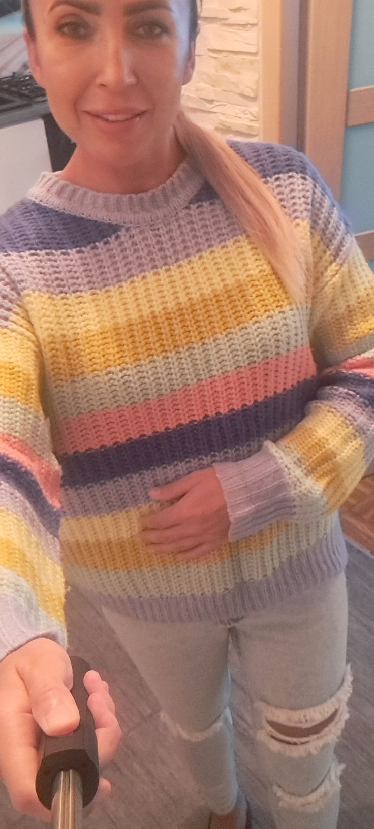 Sweter damski oversize paski S M L