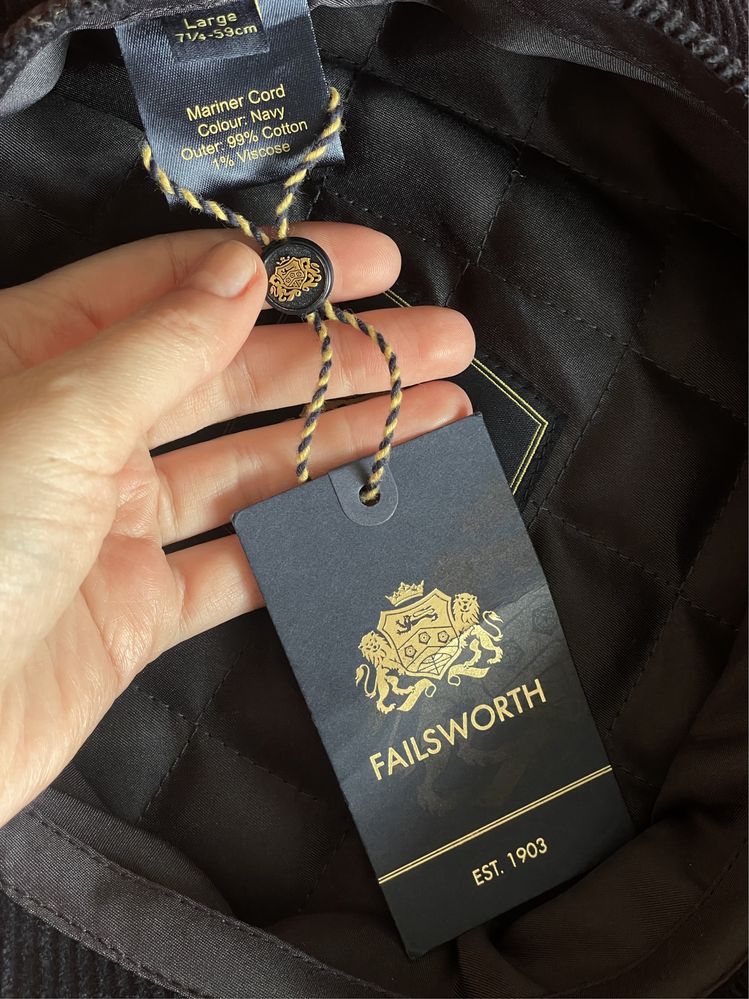 Вельветова кепка кепі mariner cord cap кепи navy нави наві failsworth