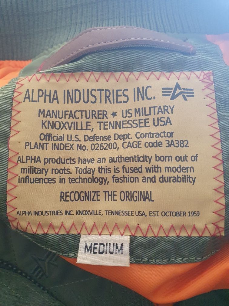 kurtka us army/flyers ALPHA INDUSTRIES - MA 1 SAGE GREEN/nowa