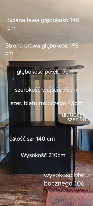 Regał czarny dąb barek szafka