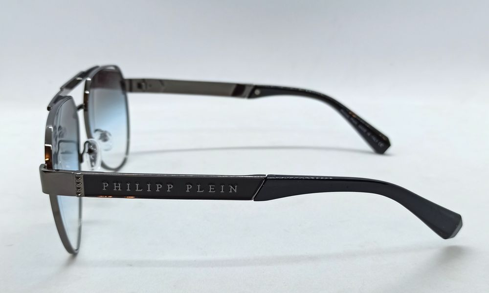 Philipp Plein очки капли мужские серо голубой градиент в сером металле