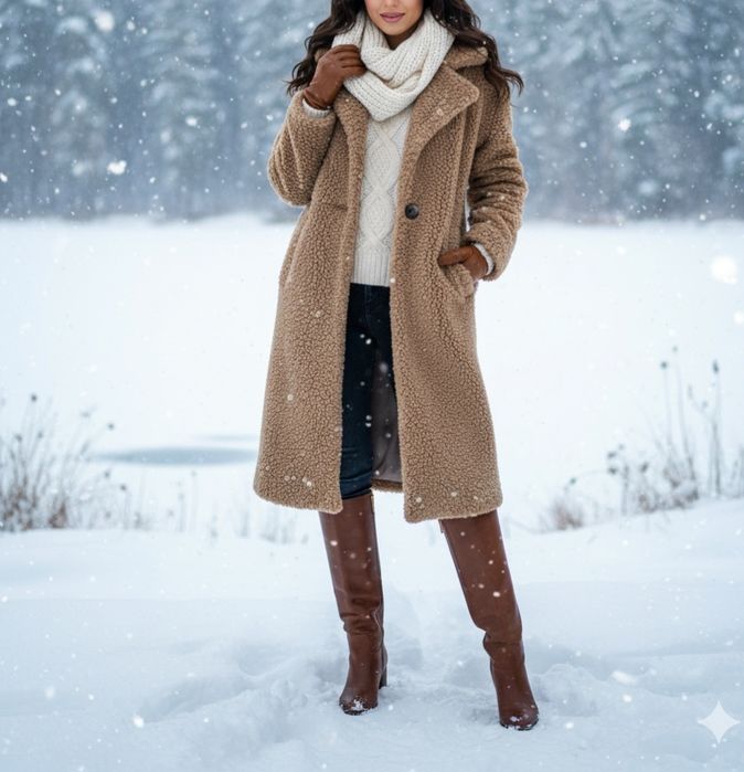 Płaszcz karmelowy typu misiek .