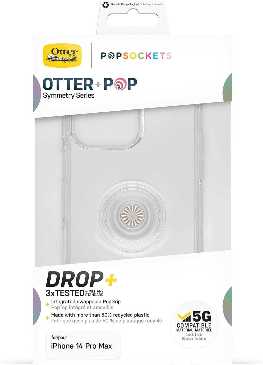 Otterbox Symmetry Popsokets etui do iPhone 14 Pro Max bezbarwne uchwyt