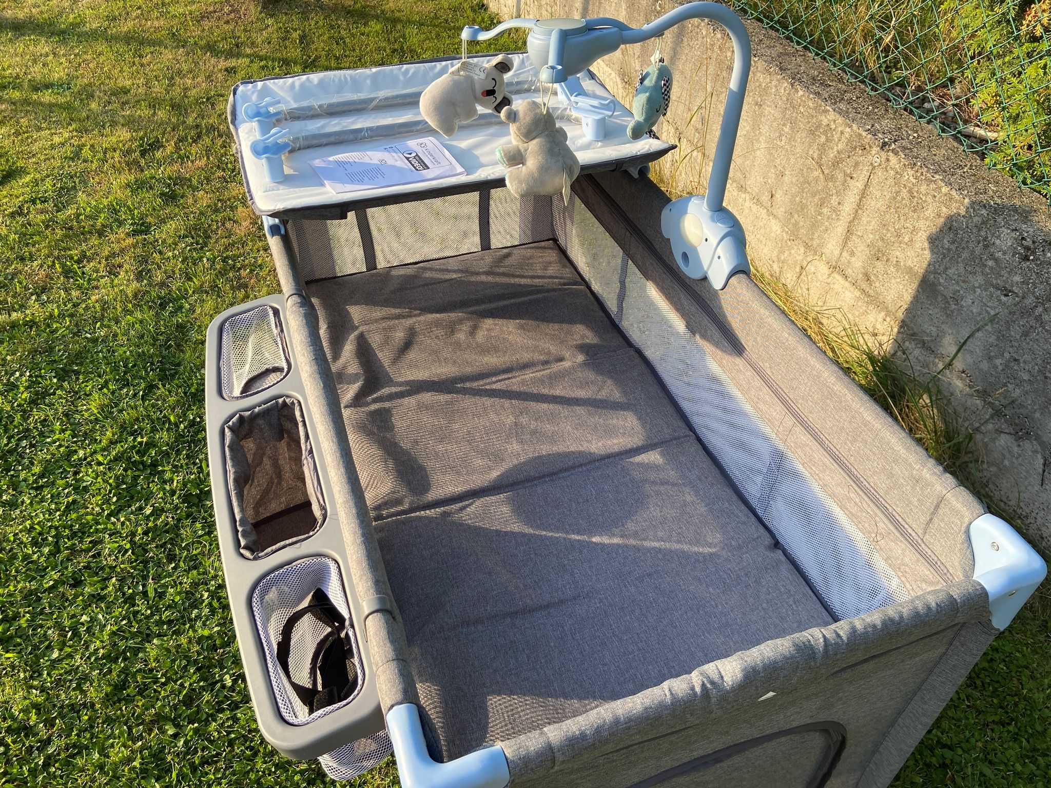 Łóżeczko turystyczne Kinderkraft Joy jak nowe, szare, grey