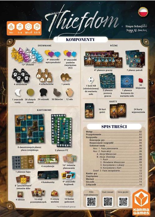 THIEFDOM z KS EN gra planszowa z instrukcją w języku polskim.