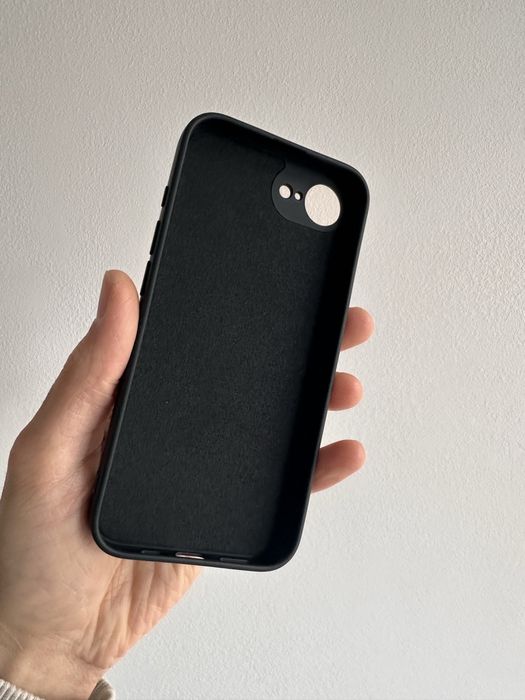 Etui Plecki silikon czarne + SZKŁO hartowane do iPhone 16e