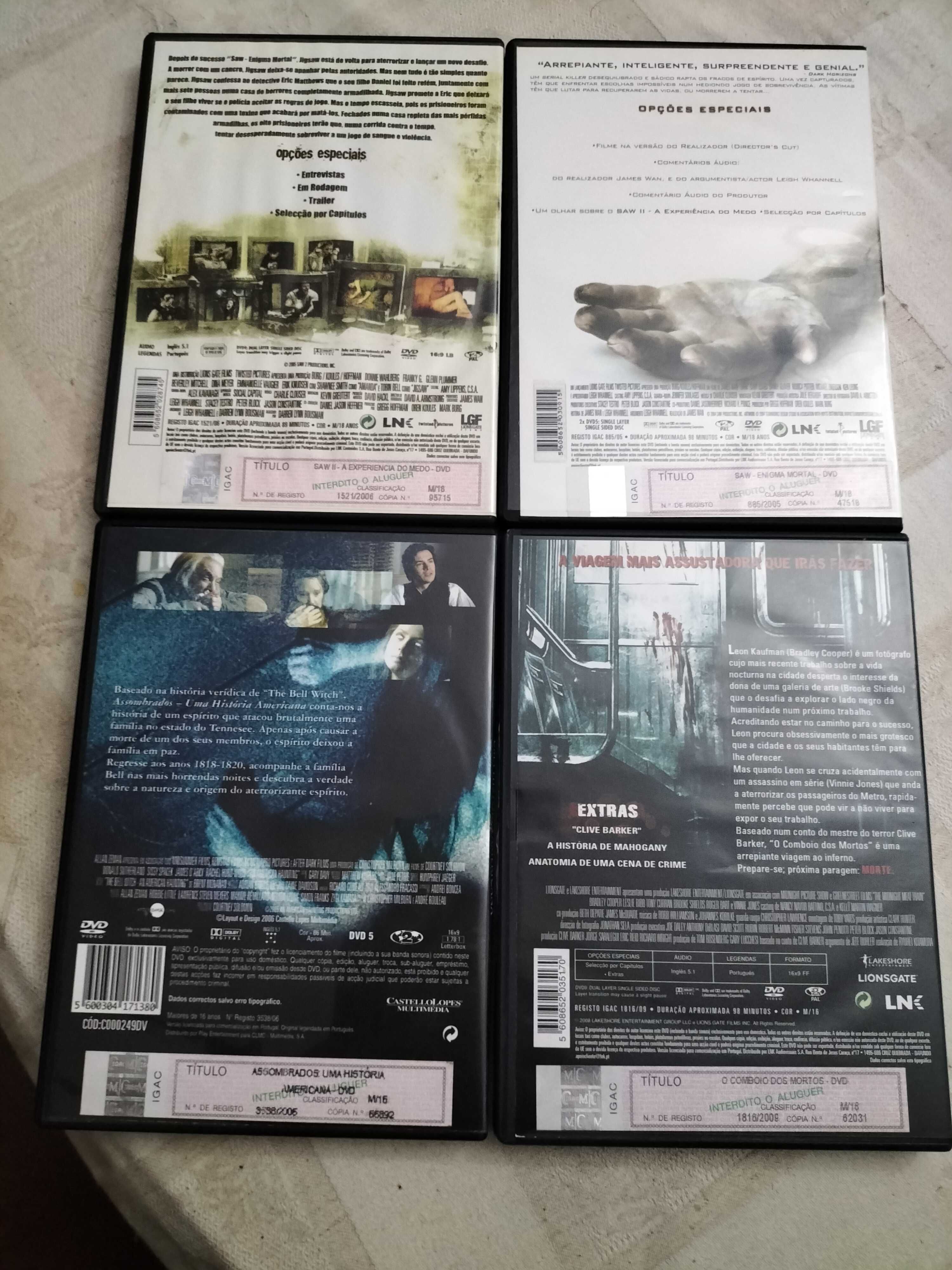 Pack de DVDs, género terror, em fantástico estado.