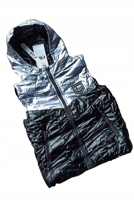 Kamizelka dla chłopca z kapturem czarna nowa 146-152