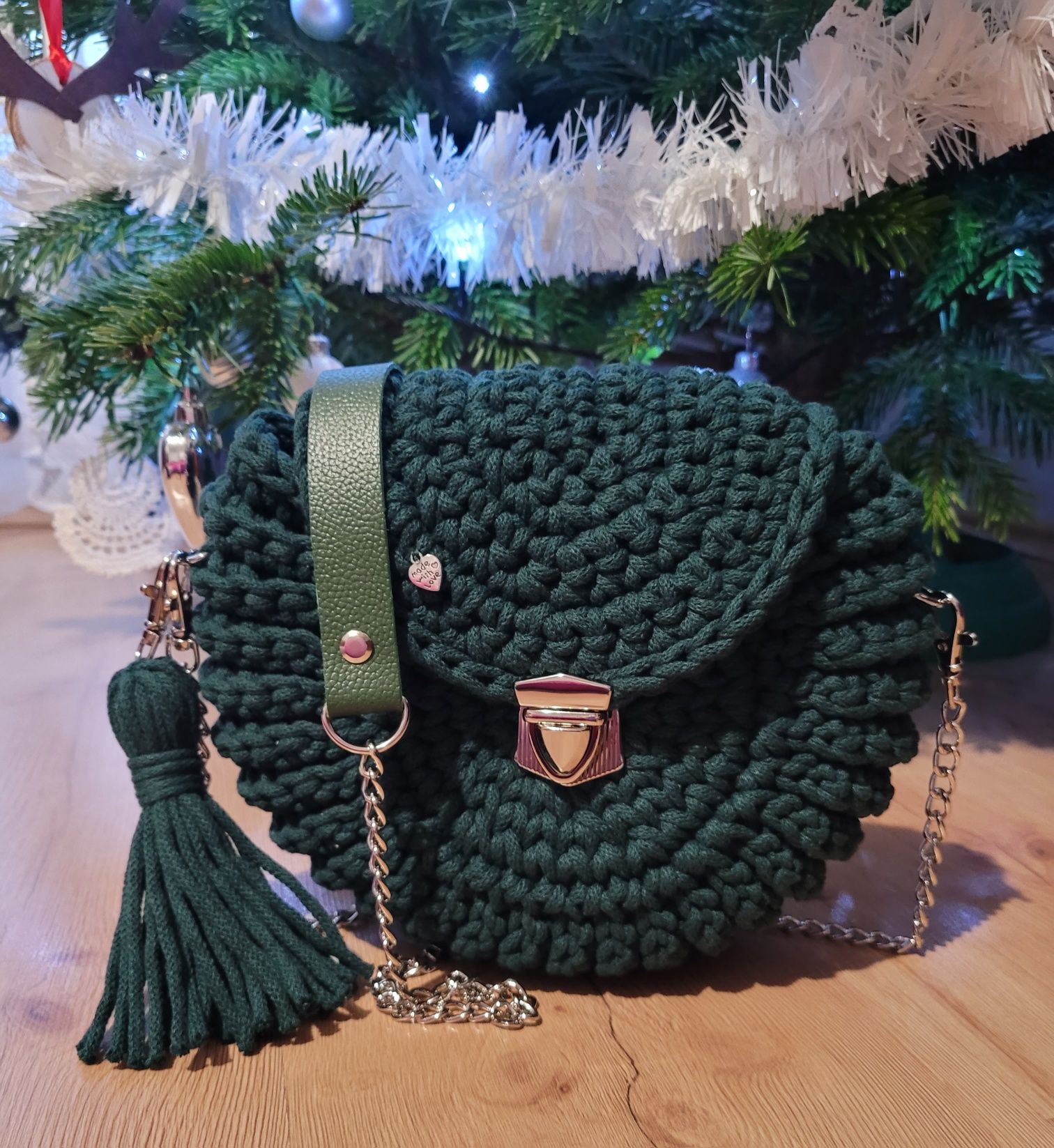 Torebka "oreo" kolor butelkowa zieleń