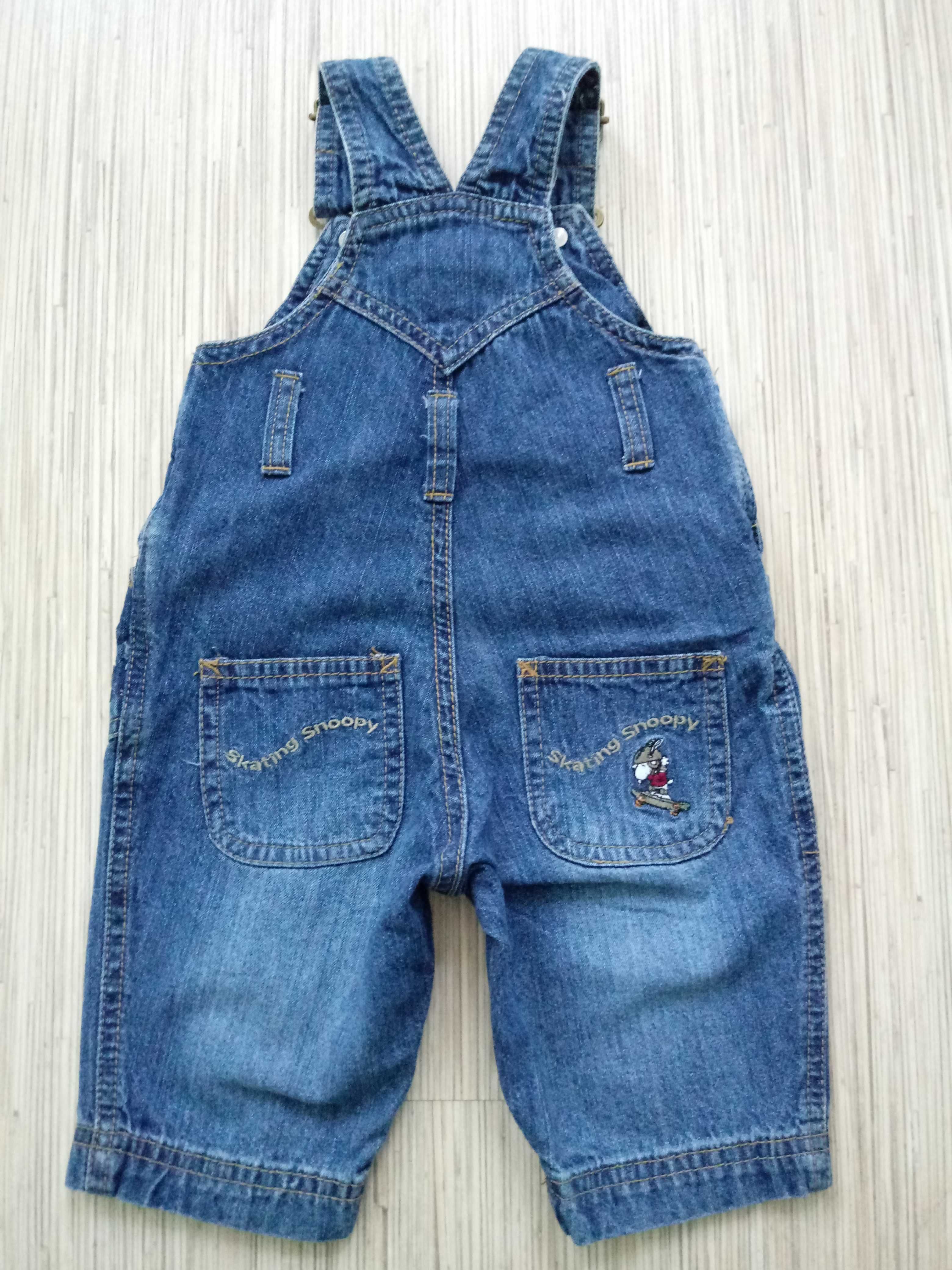 H&M, rozmiar 62, ogrodniczki jeansowe Snoopy