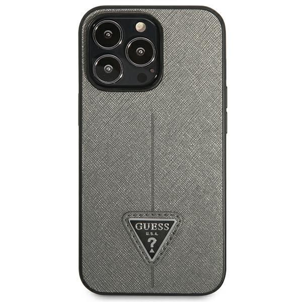 Etui Guess Saffiano Triangle Logo do iPhone 13 Pro/13 6,1" - Srebrny