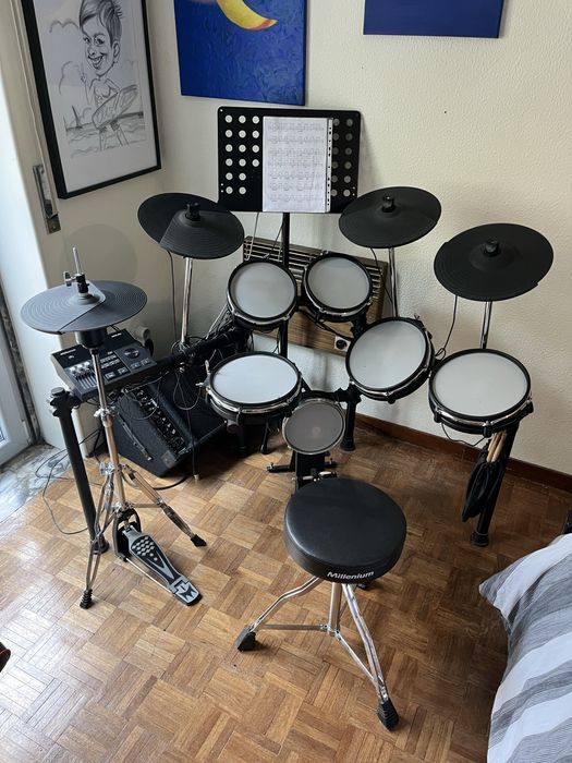 Bateria Electronica Millenium MPS-850 + Amplificador The Box + Banco