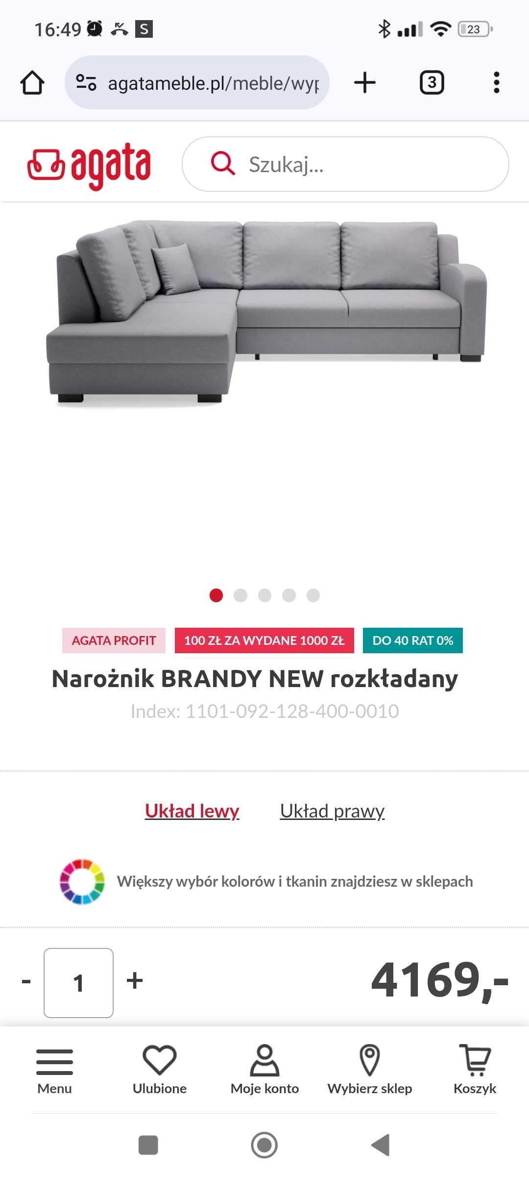 Granatowy narożnik z funkcją spania jak nowy - odbiór osobisty
