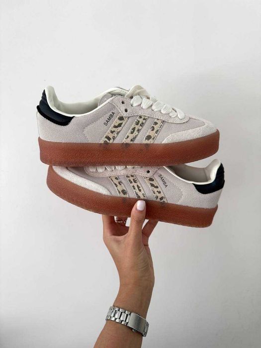 Кросівки Adidas Samba Platform Leopard Grey premium