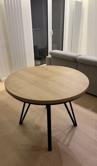 Stół okrągły rozkładany hikora egger 100/180 loft Okazja Nogi metalowe