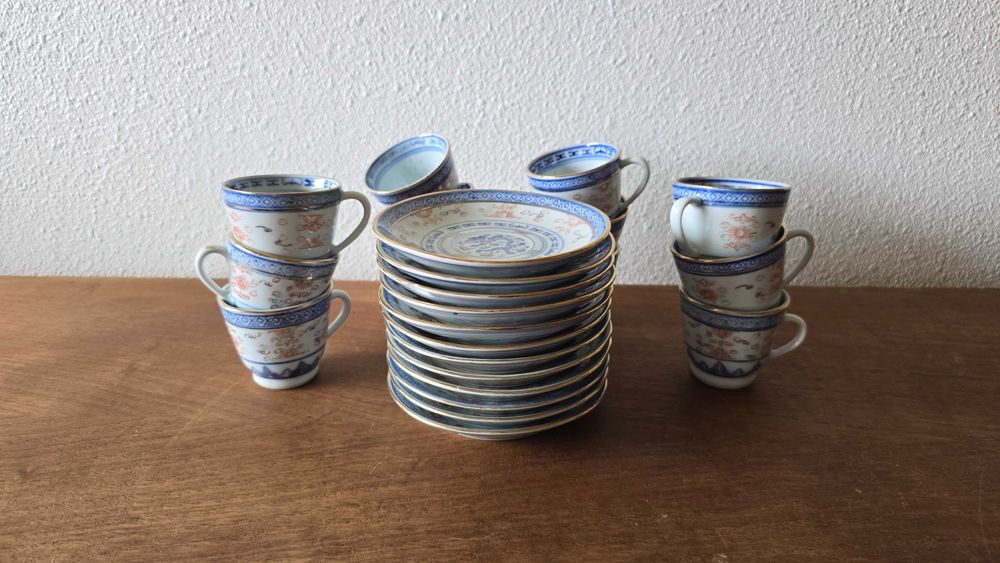 Serviço de café de 12 peças, porcelana chinesa