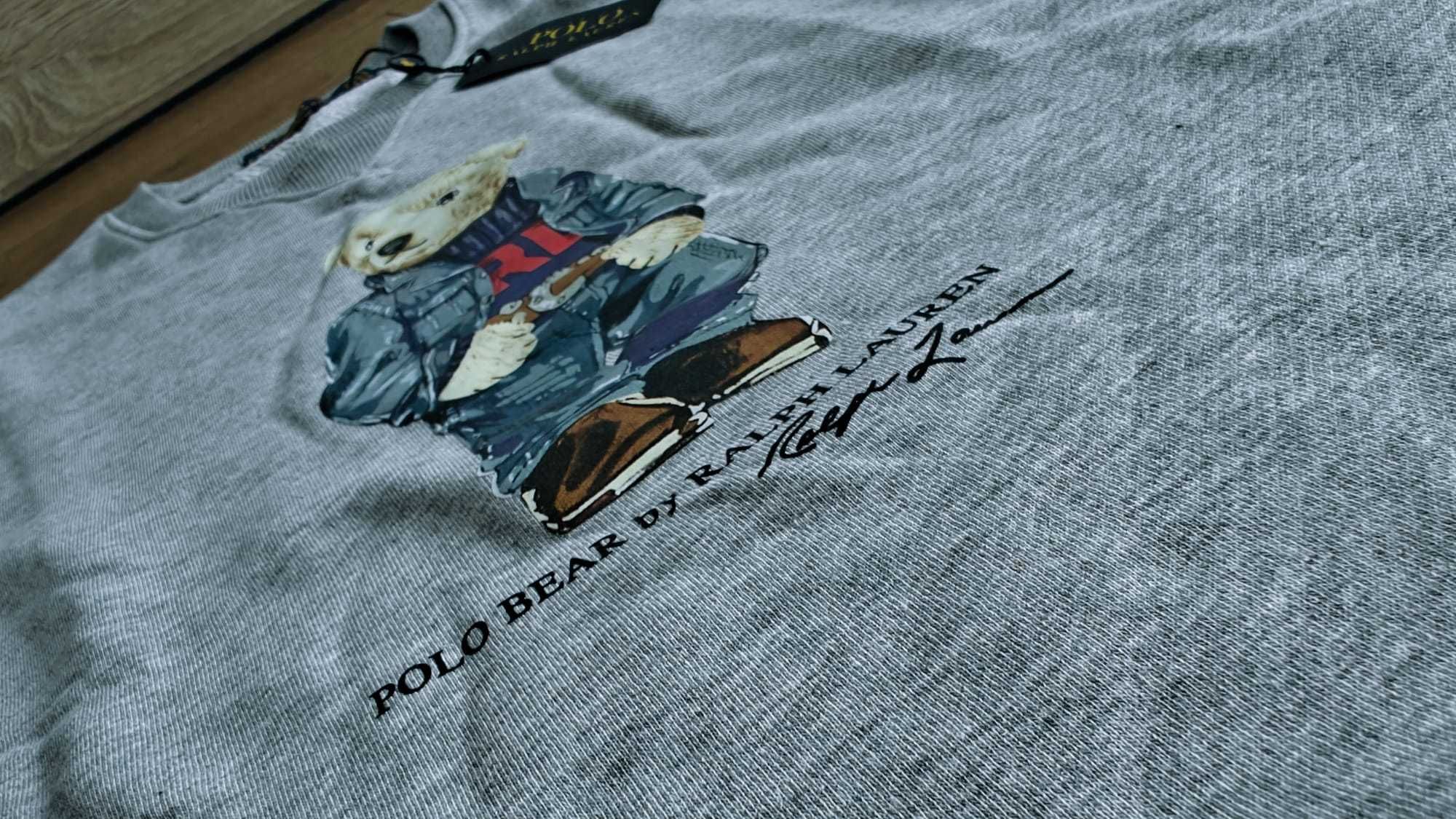 Bluza męska Ralph Lauren seria z misiem szara nowa M XL XXL