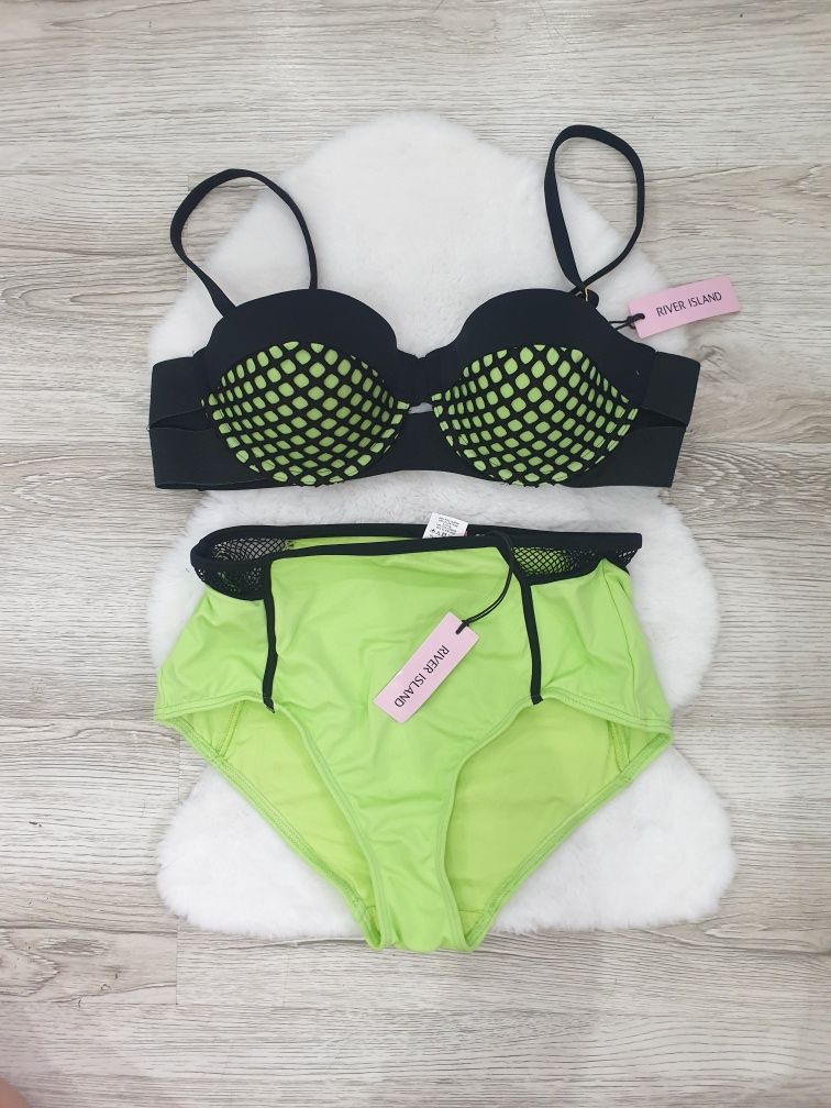 River Island bikini S M 36 38 limonka neon nowy kostium kąpielowy