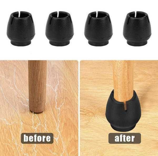 Силиконовая защита в чёрном цвете на ножки стула с войлоком