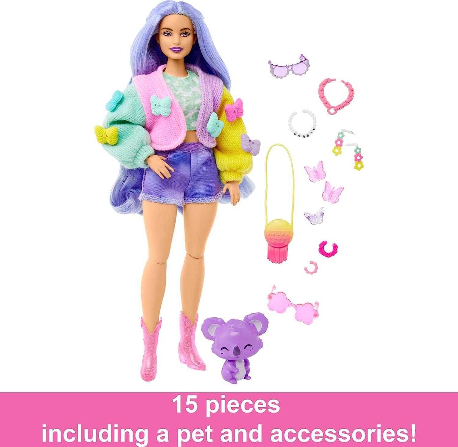 Кукла Барби Экстра Barbie Extra Doll with Wavy Lavender Hair Pet Koala