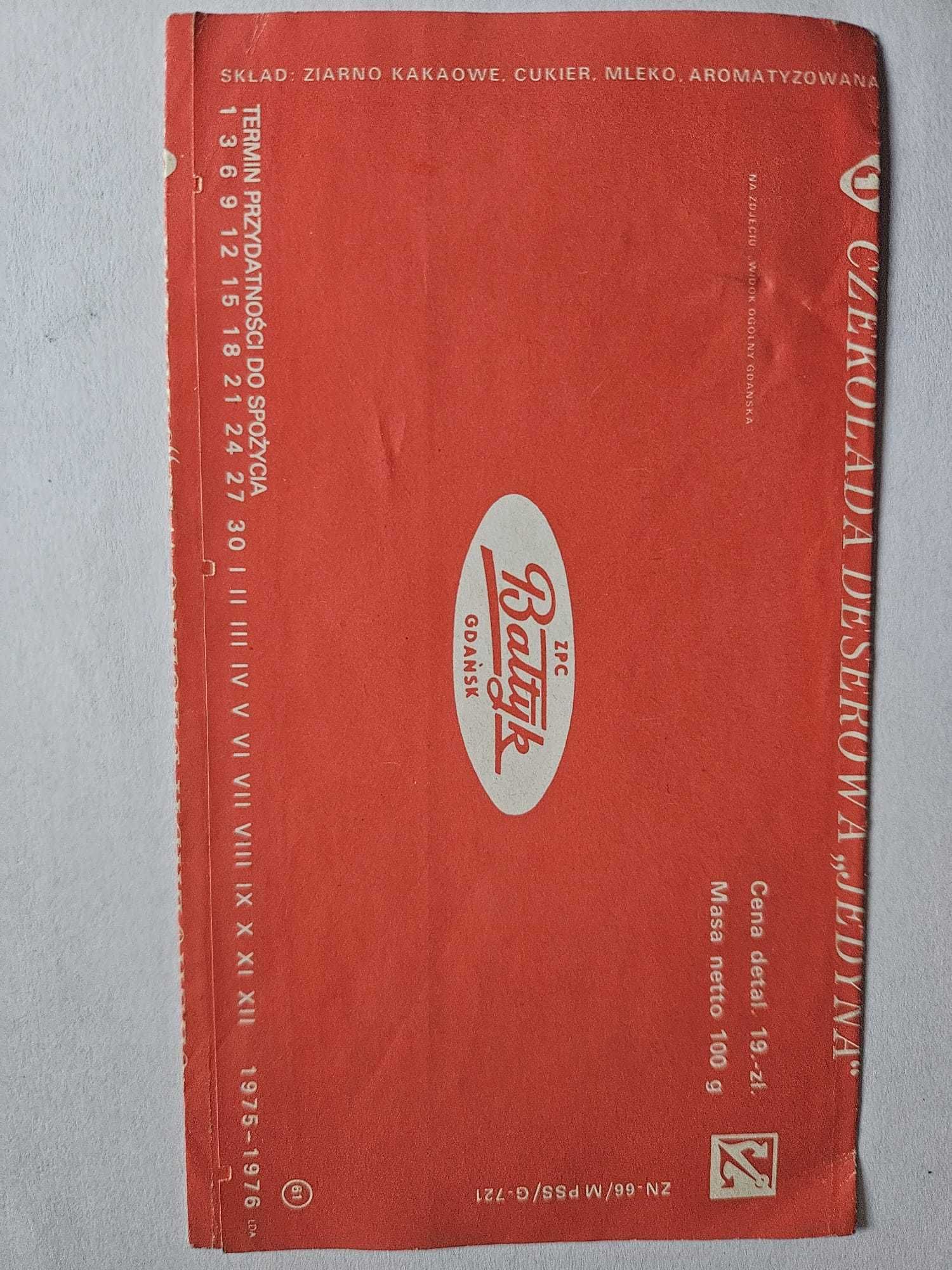 Czekolada Bałtyk etykieta