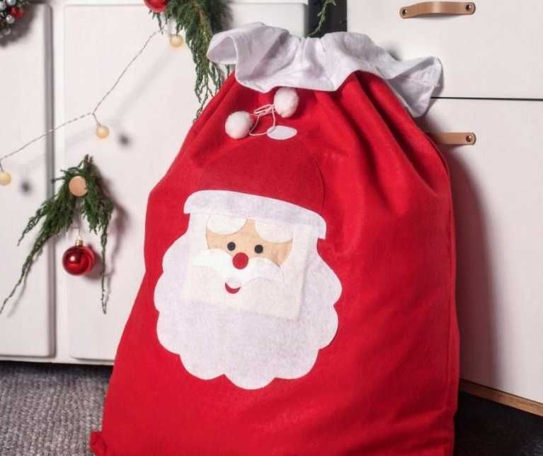 Duży Worek Świętego Mikołaja na Prezenty XXXL czerwony -Pojemny Święta