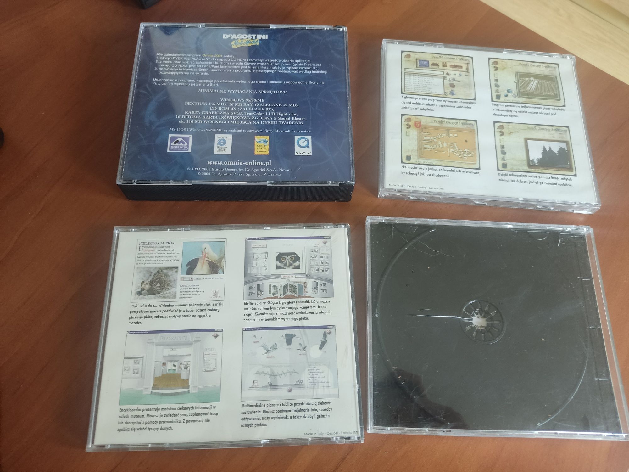 Zestaw na PC Encyklopedia Omnia 2001, ptaków, wszechświata, zabytków