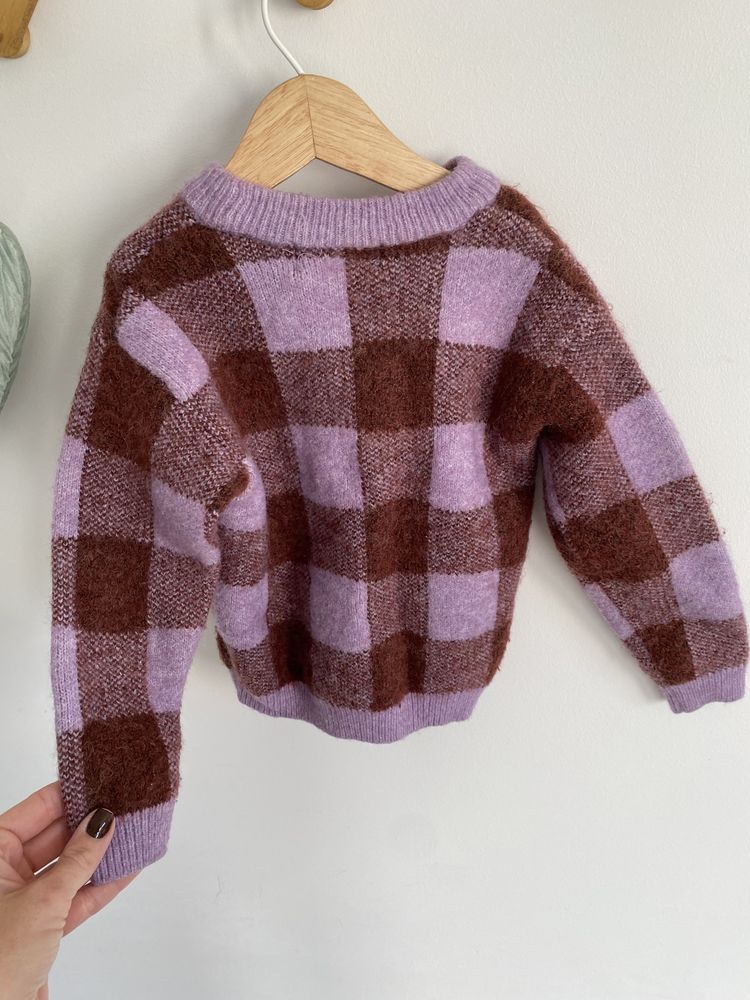 Sweter h&m 92/98 kratka liliowo bordowa