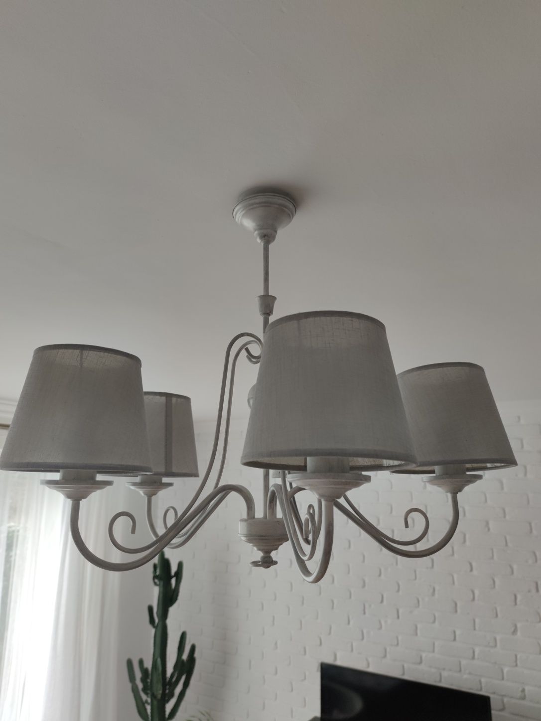 Żyrandol lampa sufitowa szara + dwa kinkiety boho scandi postarzane