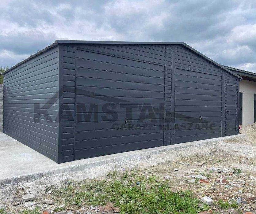 Garaż blaszany dwustanowiskowy | światło wjazdu 2,2 m|profil zamknięty