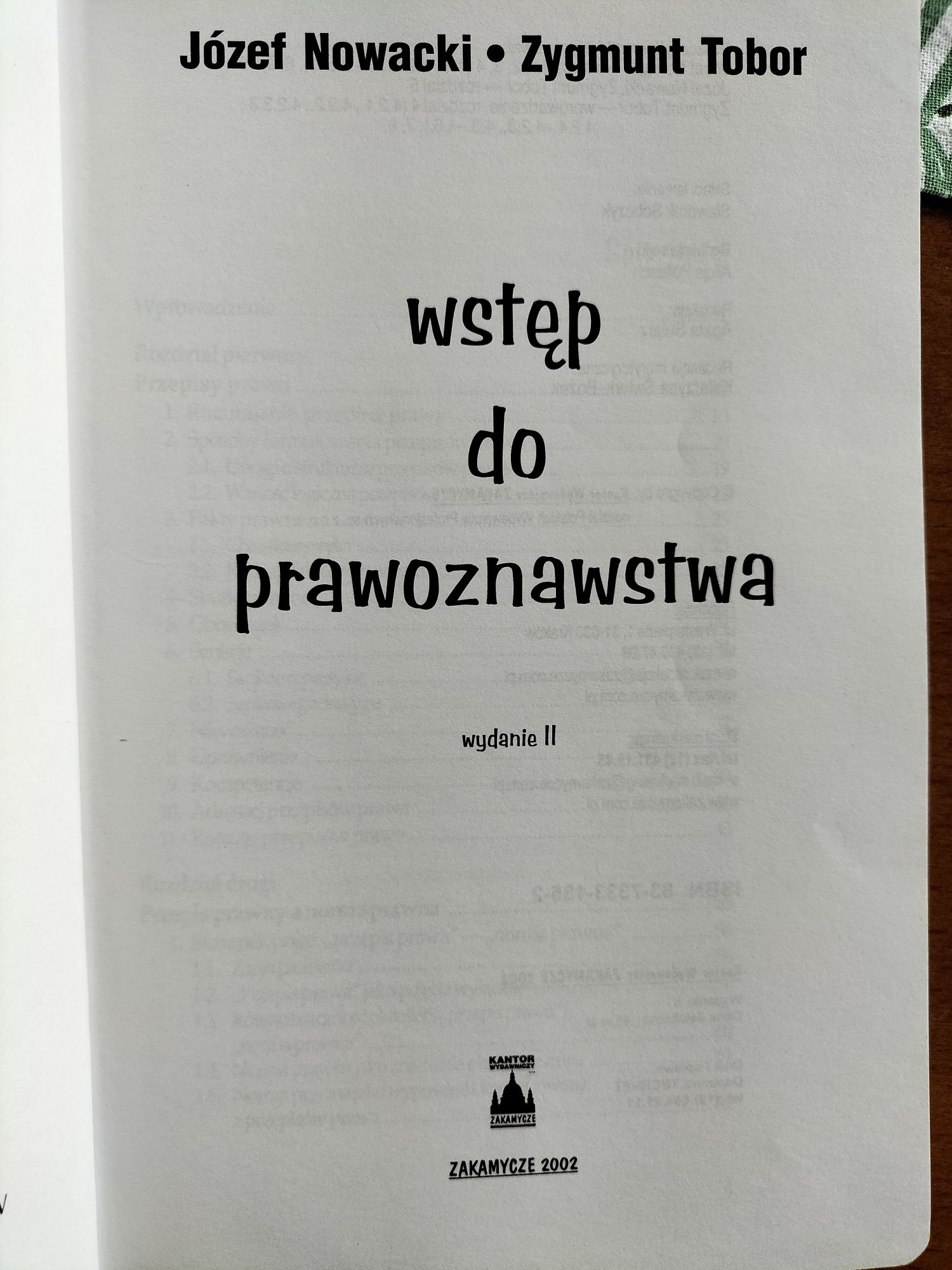 Wstęp do prawicowa Józef Nowacki Zygmunt Tobor