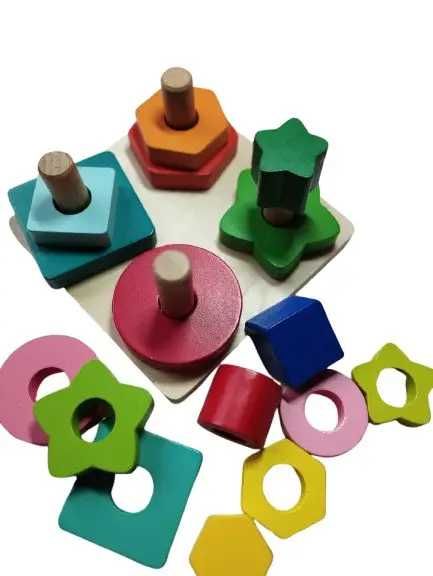 Дерев'яна розвиваюча іграшка геопірамідки сортер,Монтессорі сортер дер