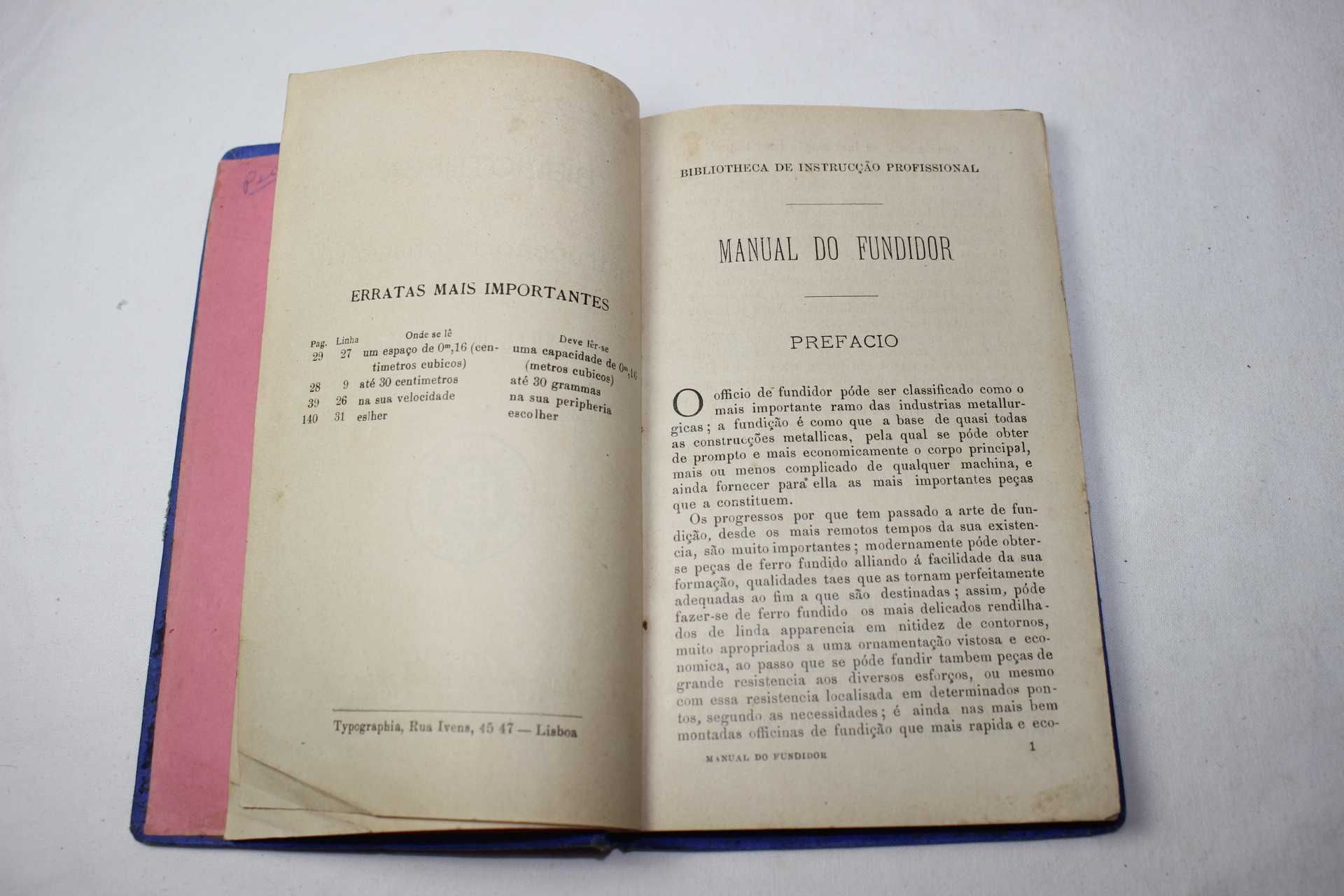 Livro antigo - Manual do Fundidor - Thomaz Bordallo Pinheiro - Raro