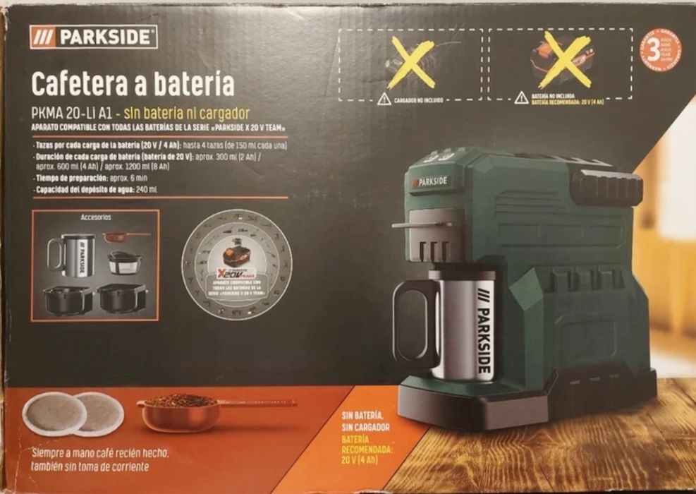 Máquina de café Parkside a bateria (nova)