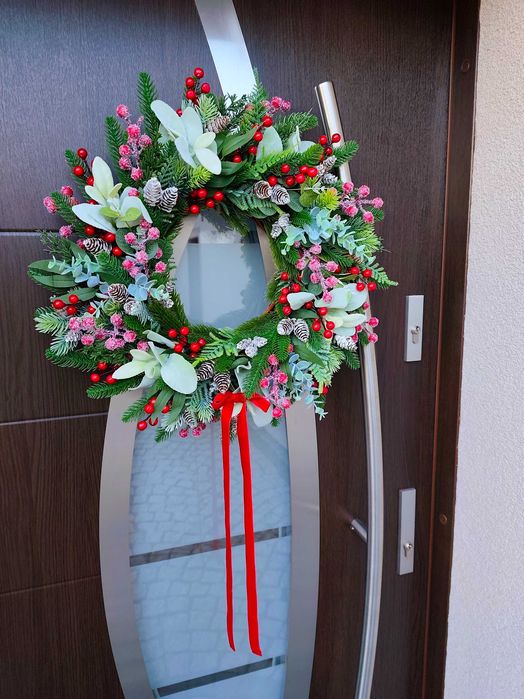 Wieniec na drzwi 50 cm,ścianę,wianek świąteczny,stroik,Boże Narodzenie