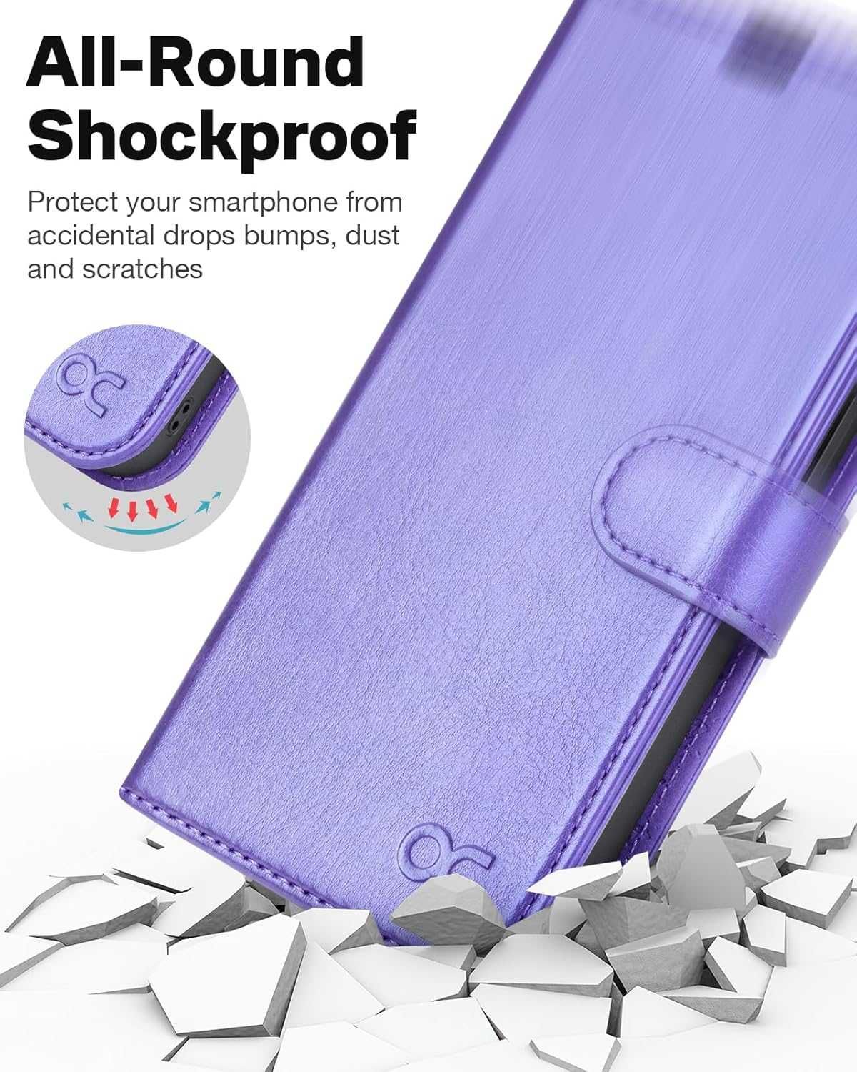 Ocase etui skórzane iPhone 15 Pro Max magsafe stojak fiolet RFID 2w1