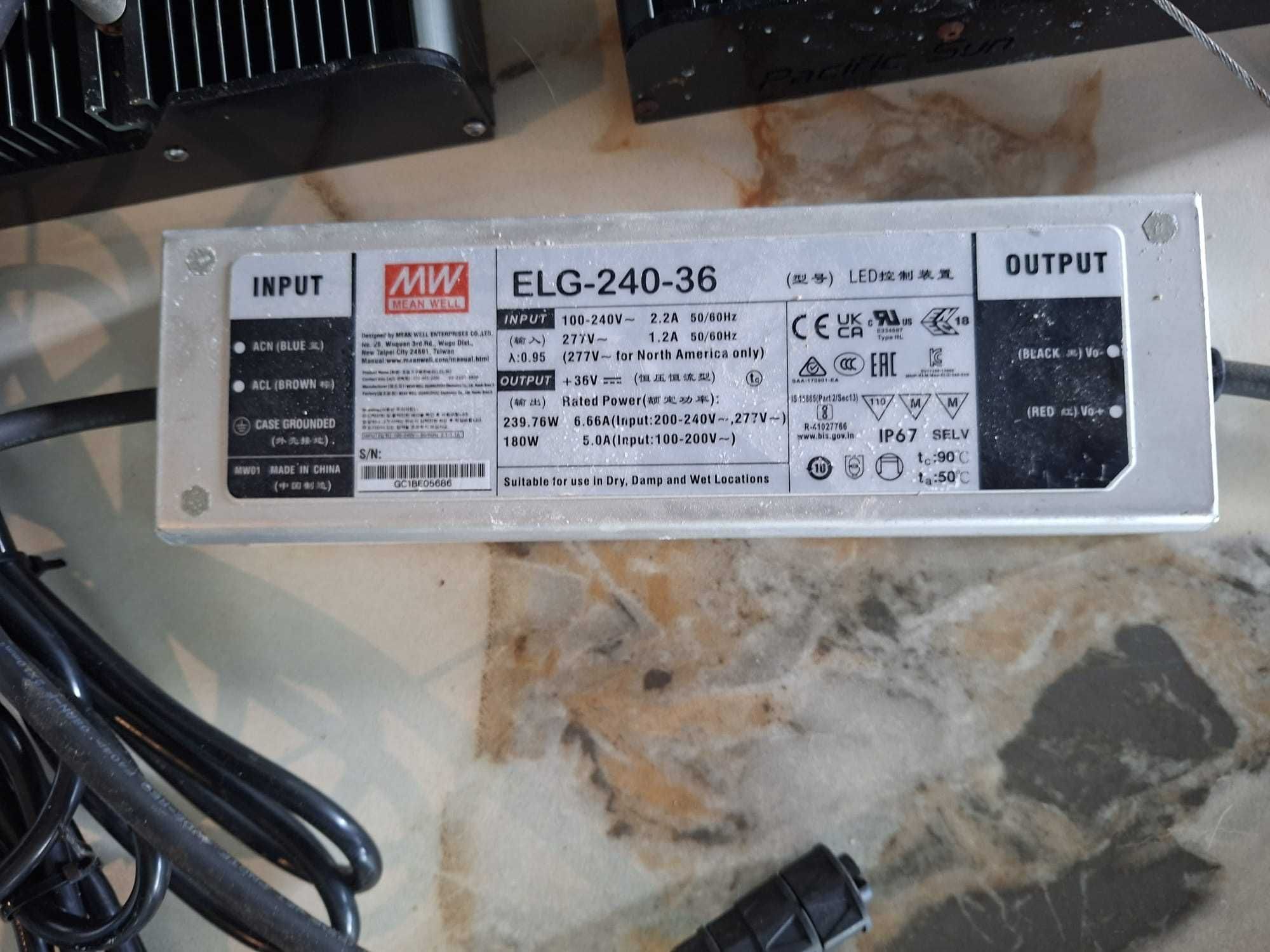 Lampy LED Pacific Sun Alpha 215W + Zasilacze Mean Well