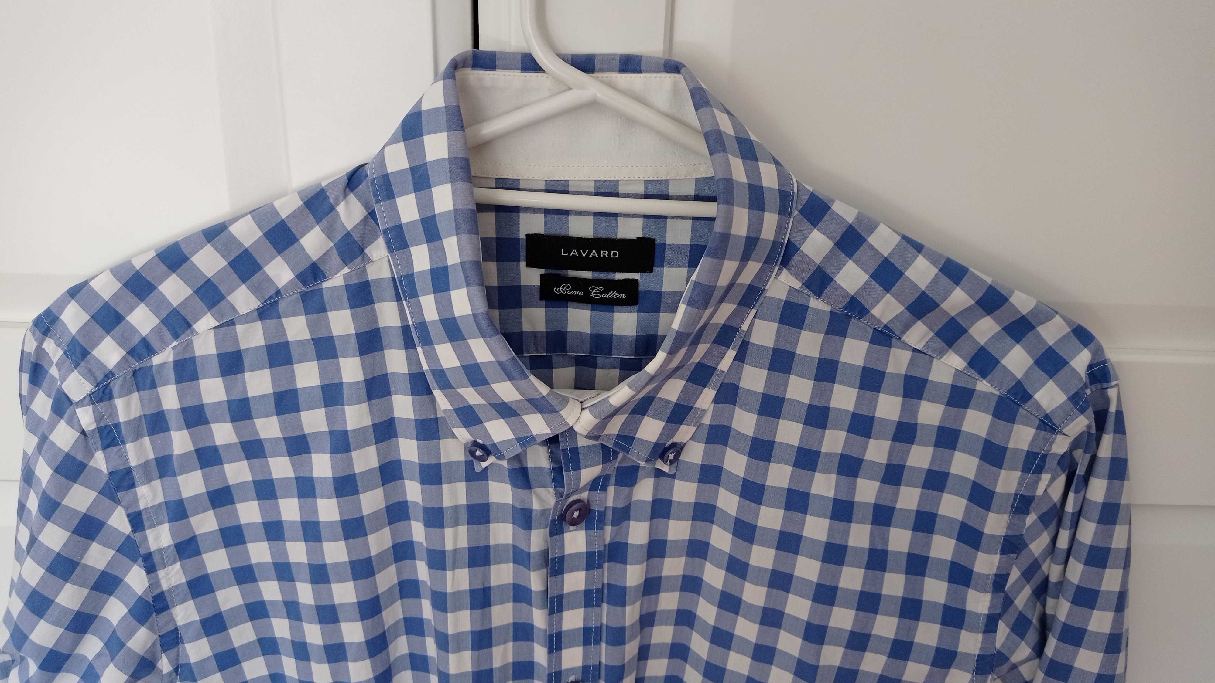 Lavard koszula męska w kratę kołnierzyk button down r.M