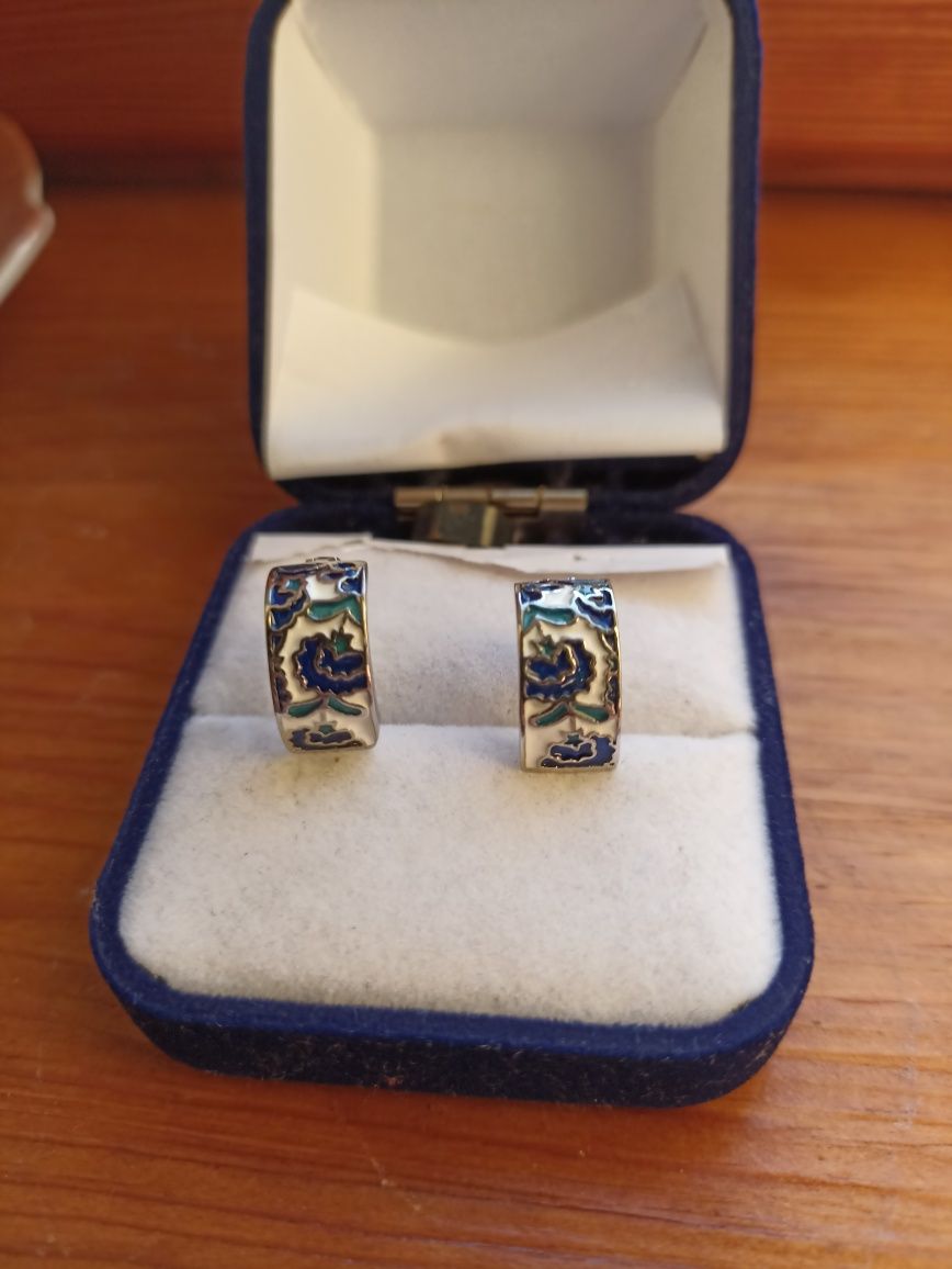 Серьги,сережки  с эмалью 925 проба