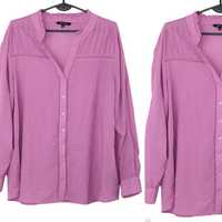 t4 M&S MODE Modna Różowa Rozpinana Bluzka Ażurowe Wstawki 46 3XL