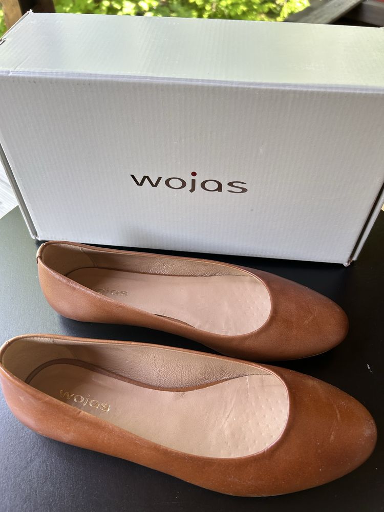 Brązowe baleriny Wojas ze skóry