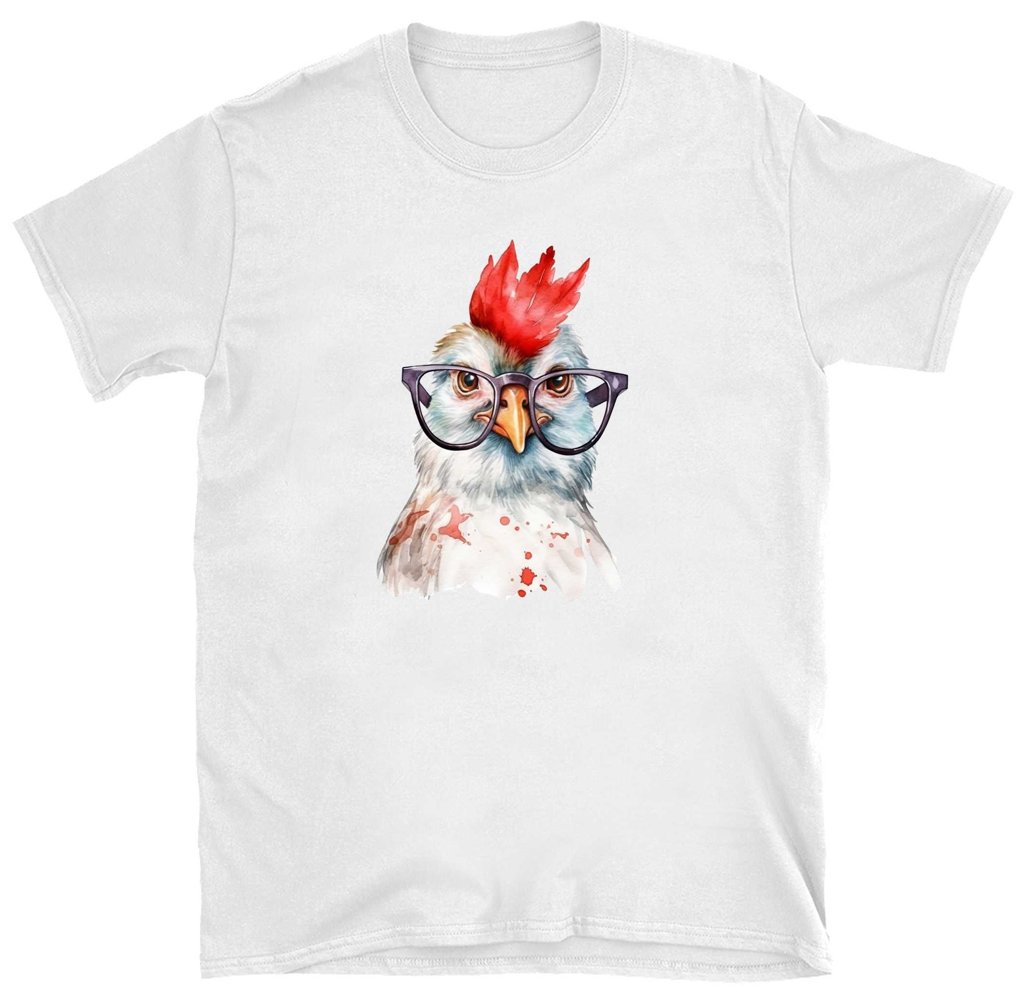 elegancki t-shirt z nadrukiem kreskówkowego kurczaka 100% bawełna 160g