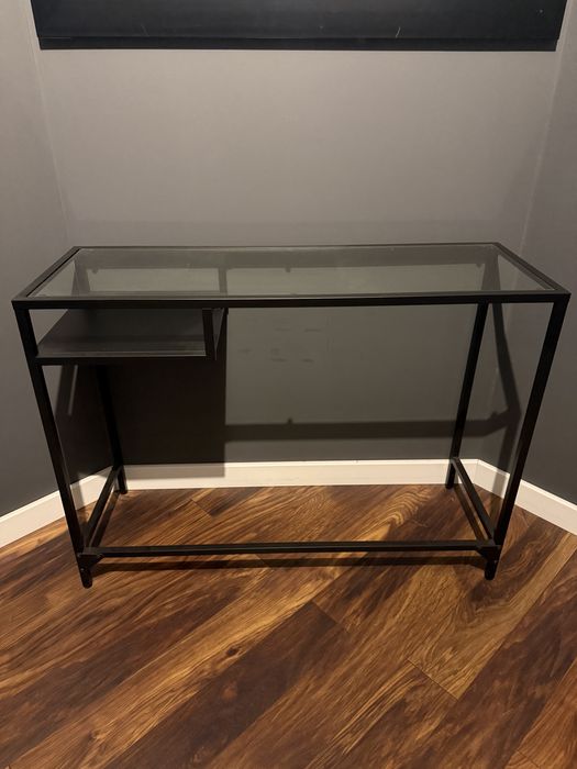 IKEA VITTSJÖ – stolik/biurko pod laptopa, czarnobrąz/szkło, 100×36 cm